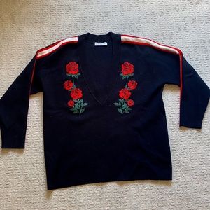 Sandro Sweater with stripes and roses